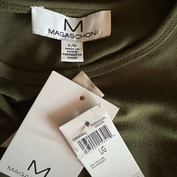 Magaschoni Green Stretch Jersey Midi Dress NWT Large Casual Workwear Evening - Picture 4 of 6
